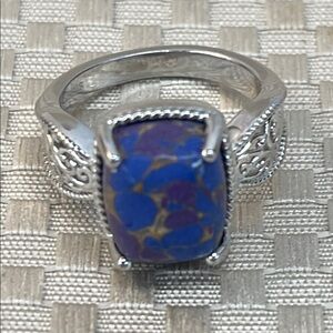 Purple Turquoise brass ring size 7